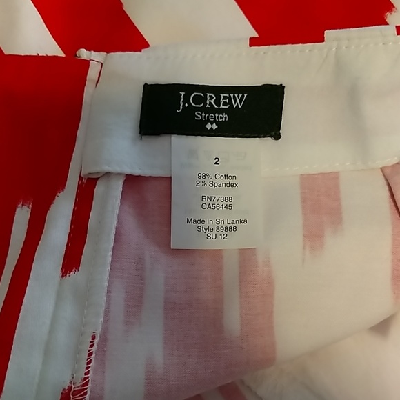 🎀J Crew red and white stretch mini skirt Sz 2 - Picture 4 of 5